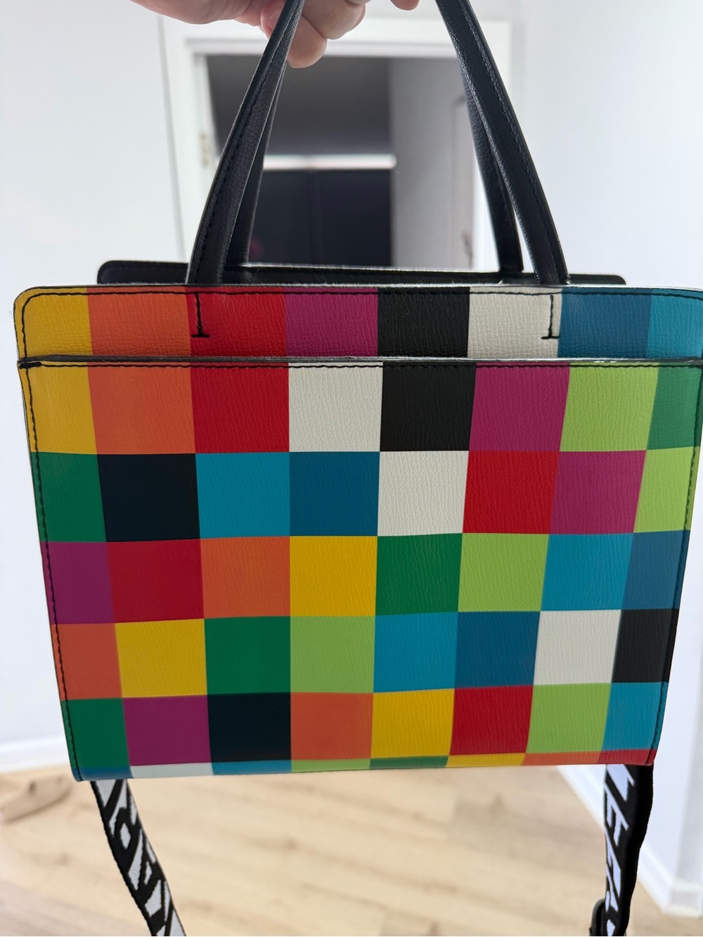 Karl Lagerfeld Multicolor Checkerboard Graphic Messenger Bag - Picture 2 of 3